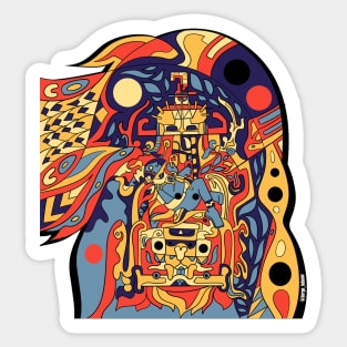 pakal the mister astronaut in mayan ship ecopop Sticker